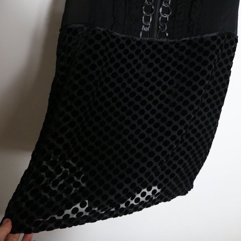 Nanette Lepore Sheer Burnout Velvet Silk Blend Polka Dot Mini Dress 4 Ruffles - Picture 5 of 7